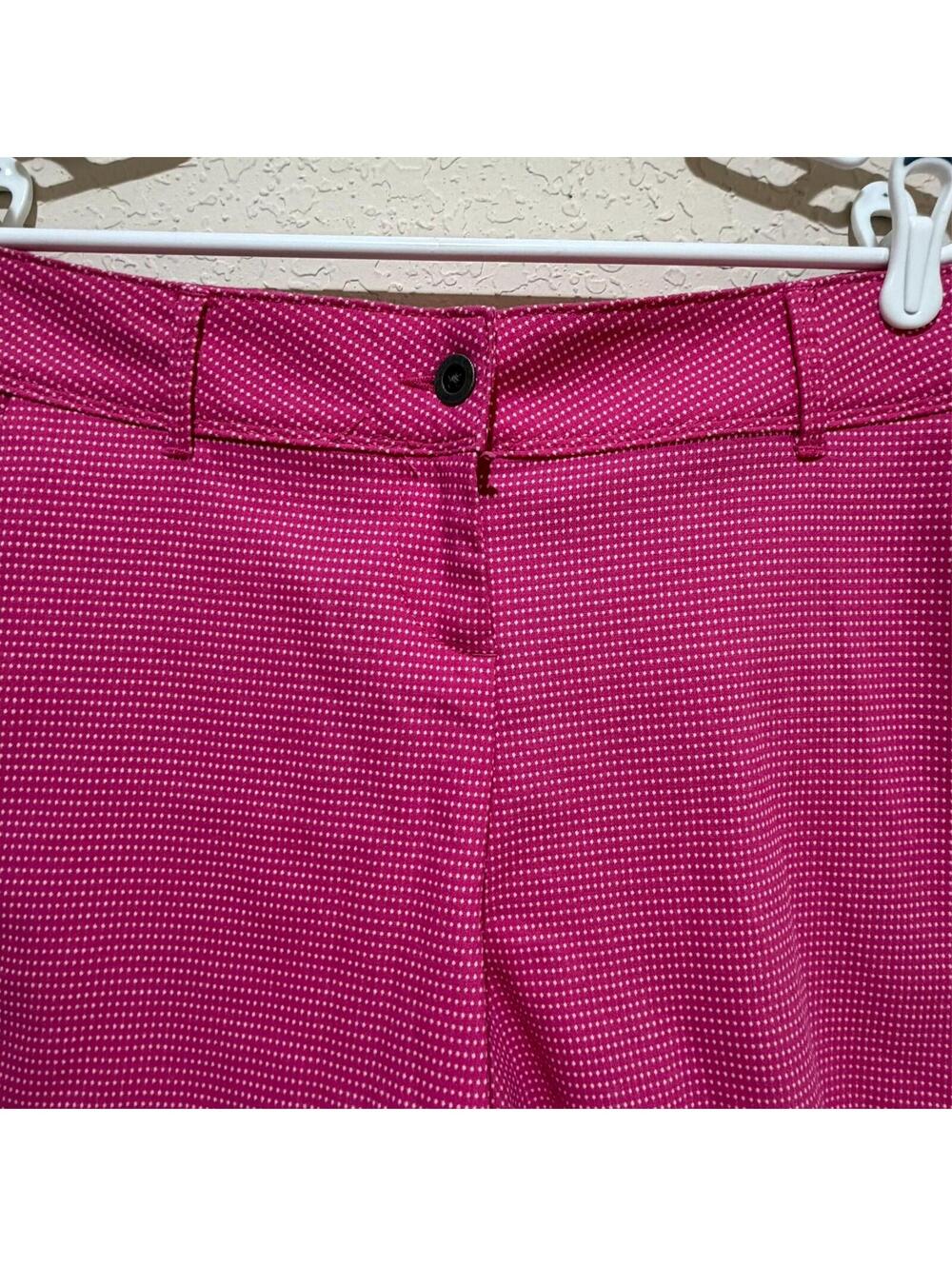 Isaac Mizrahi Women's Chino Shorts Pink White Micro Dots Bright Preppy Casual 10 - Picture 3 of 12
